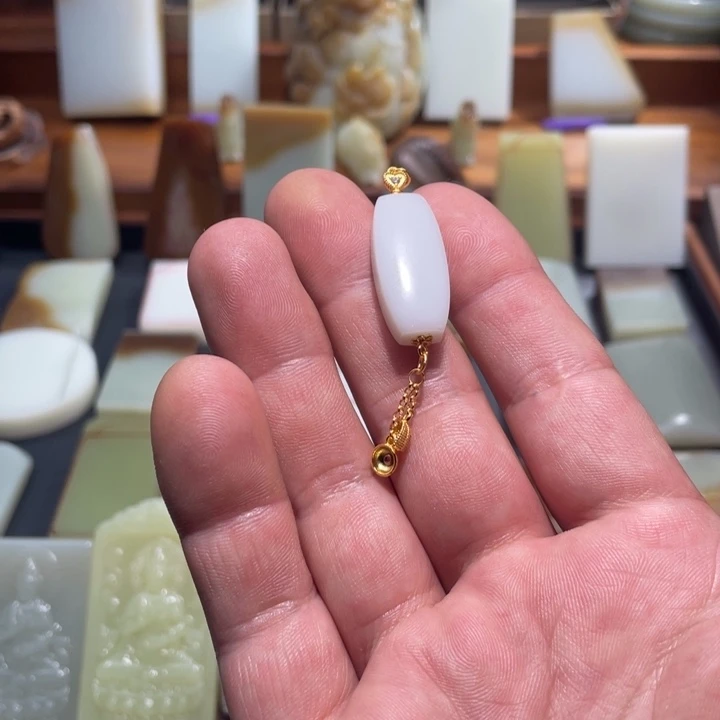 颈饰银S925镀金镶嵌和田玉