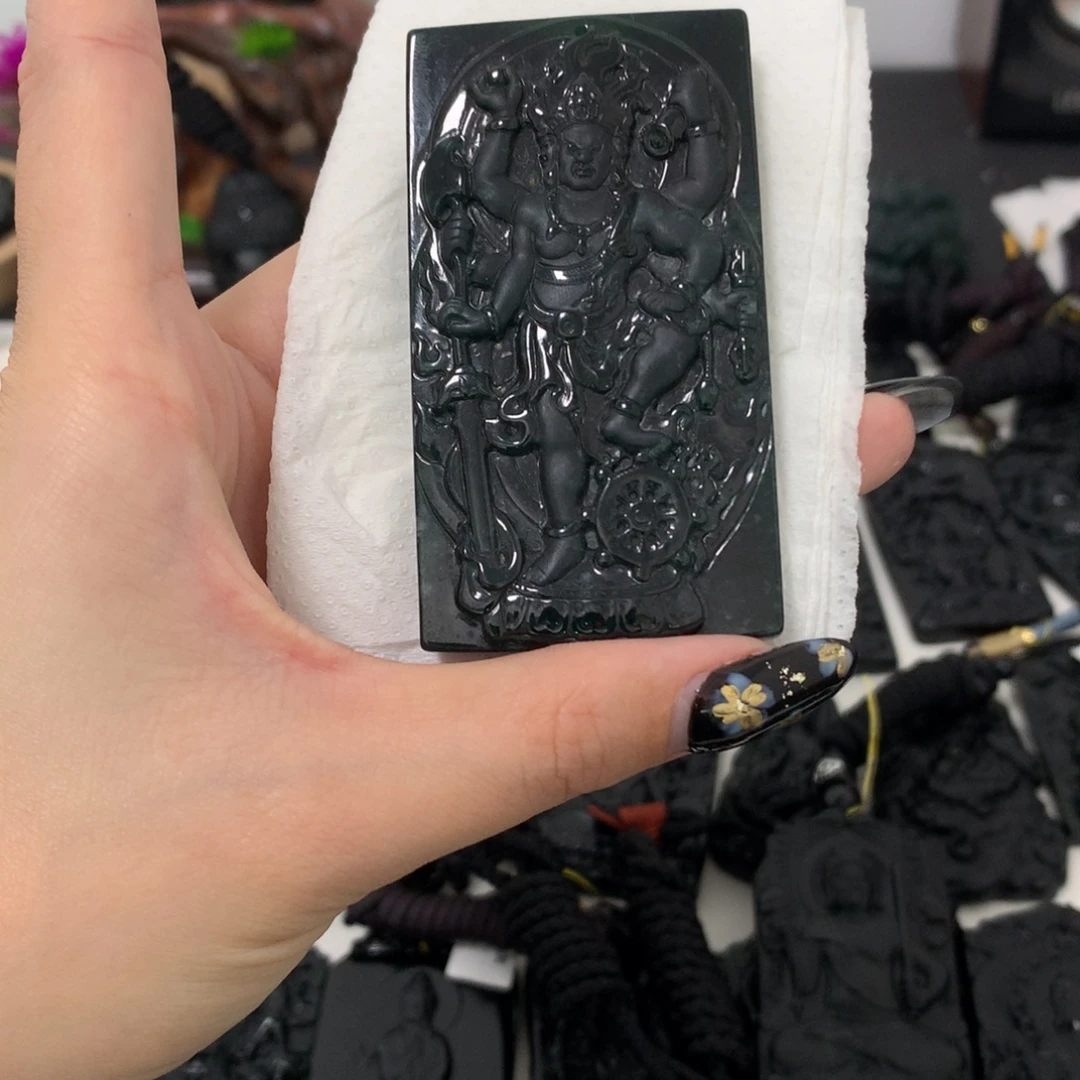 翡翠未镶嵌挂件天然缅甸a货钢琴黑挂件