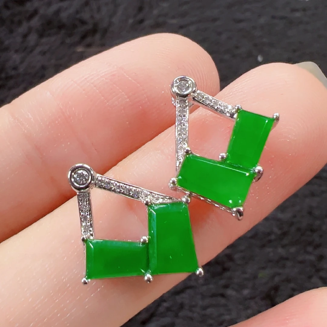 翡翠18K金镶嵌耳饰签收后24小时鉴赏期