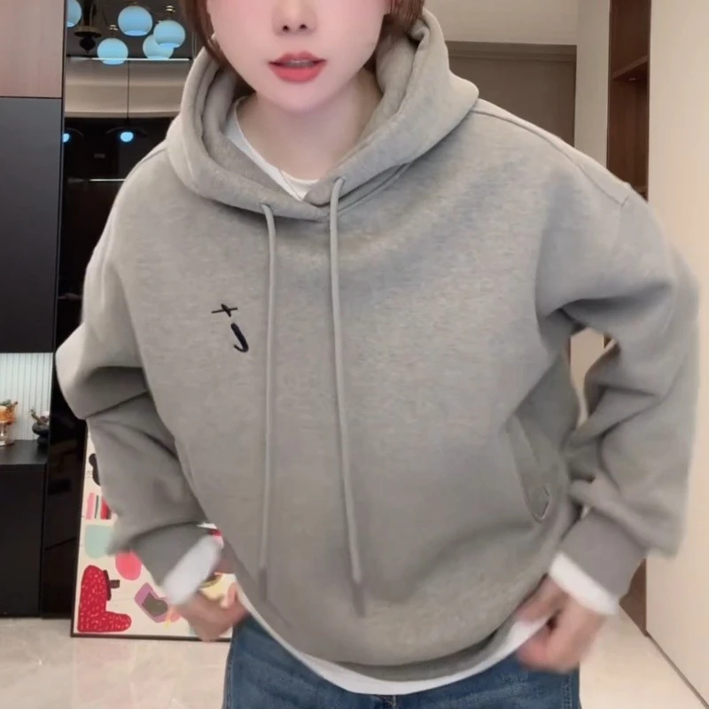 韩版时尚连帽卫衣女2026春秋新款加厚百搭休闲风宽松长袖上衣外套