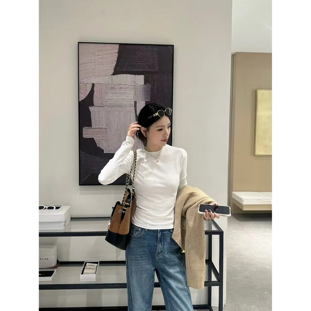 48h【 可叠穿随意拿捏】加长亲肤长袖T恤秋冬百搭修身打底衫 25182