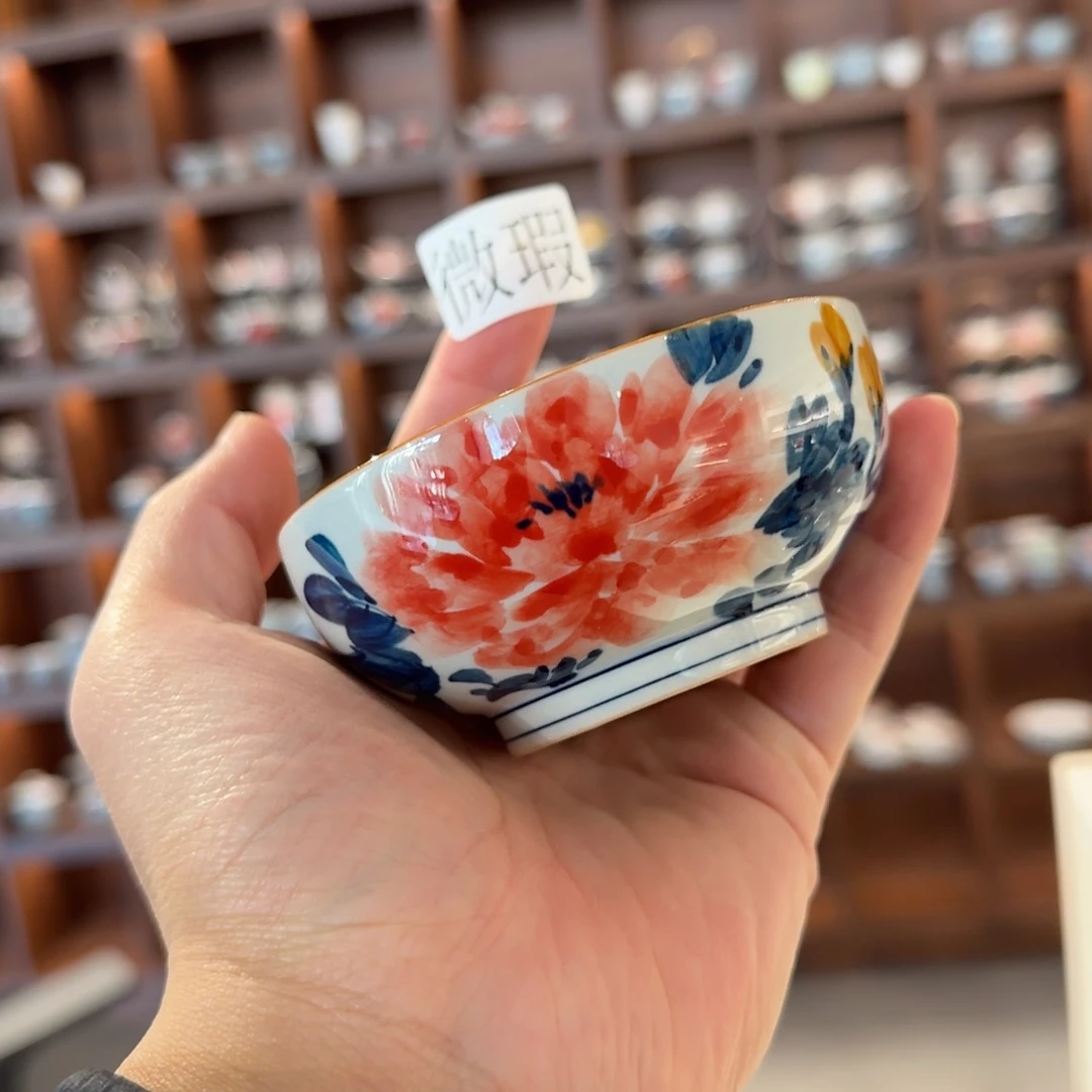 釉下手绘茶具微瑕