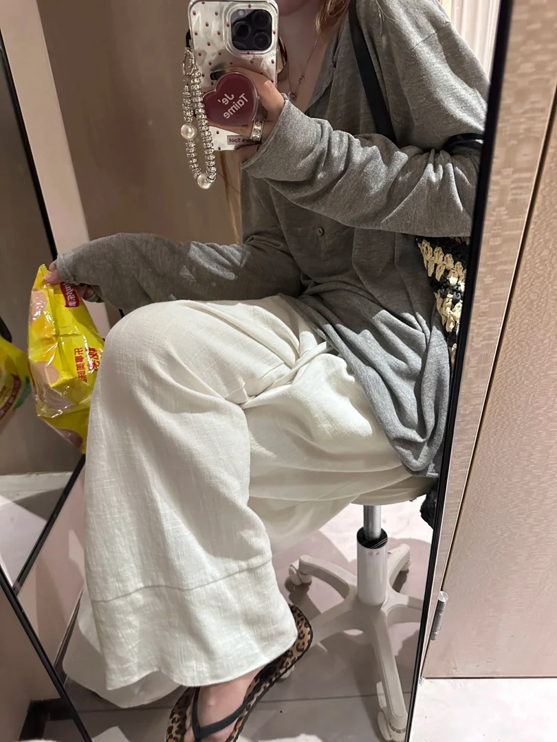 孕妇阔腿裤九分夏季薄款休闲外穿抽绳2025新款时尚百搭透气裤子女