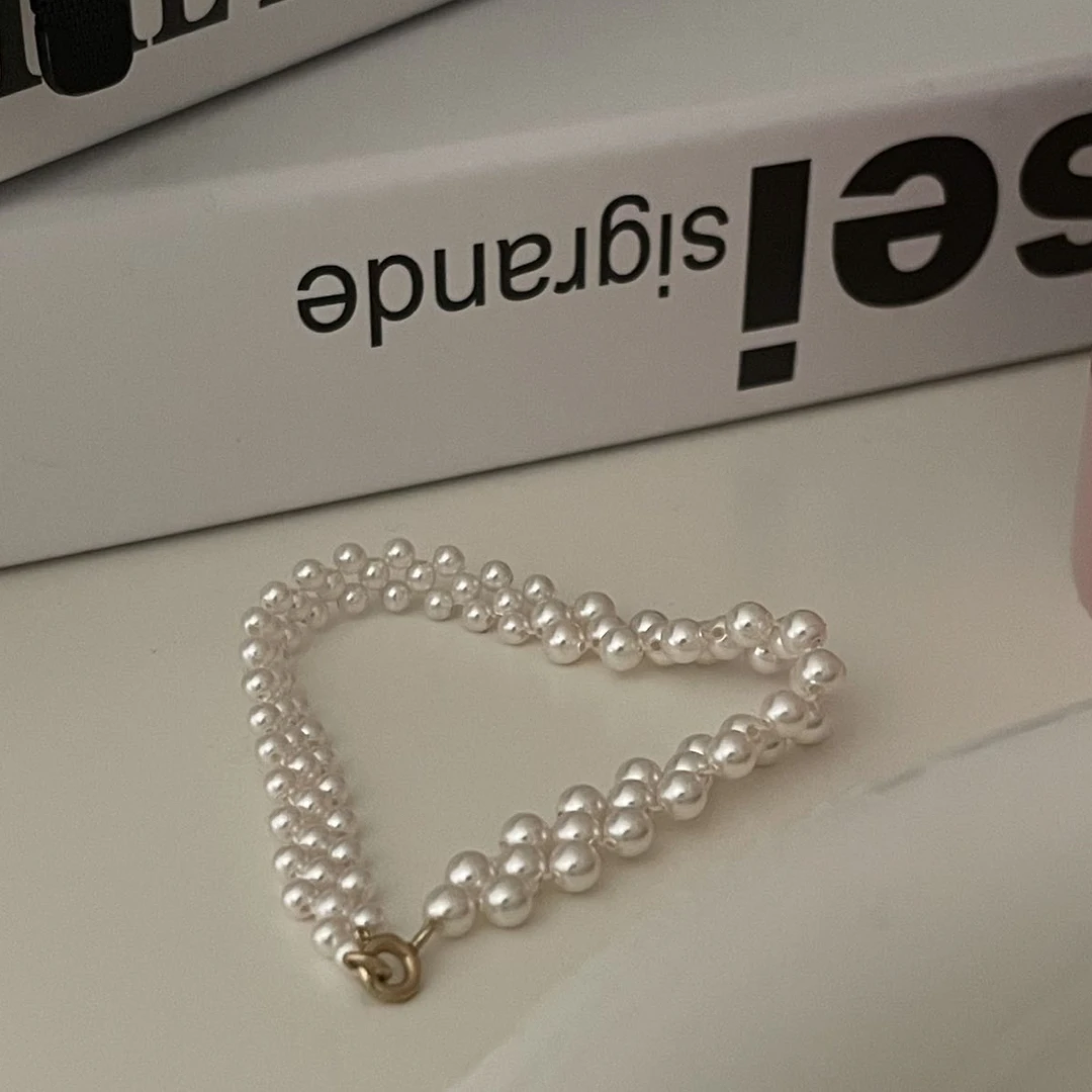 铜合金仿珍珠手链 赫本法式贝珠手链 风格时尚小众