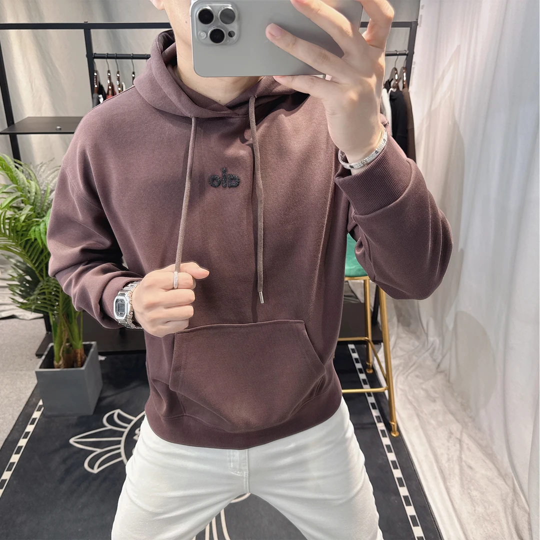 欧洲站男士时尚连帽卫衣潮流宽松简约韩版字母大牌青年运动长袖男