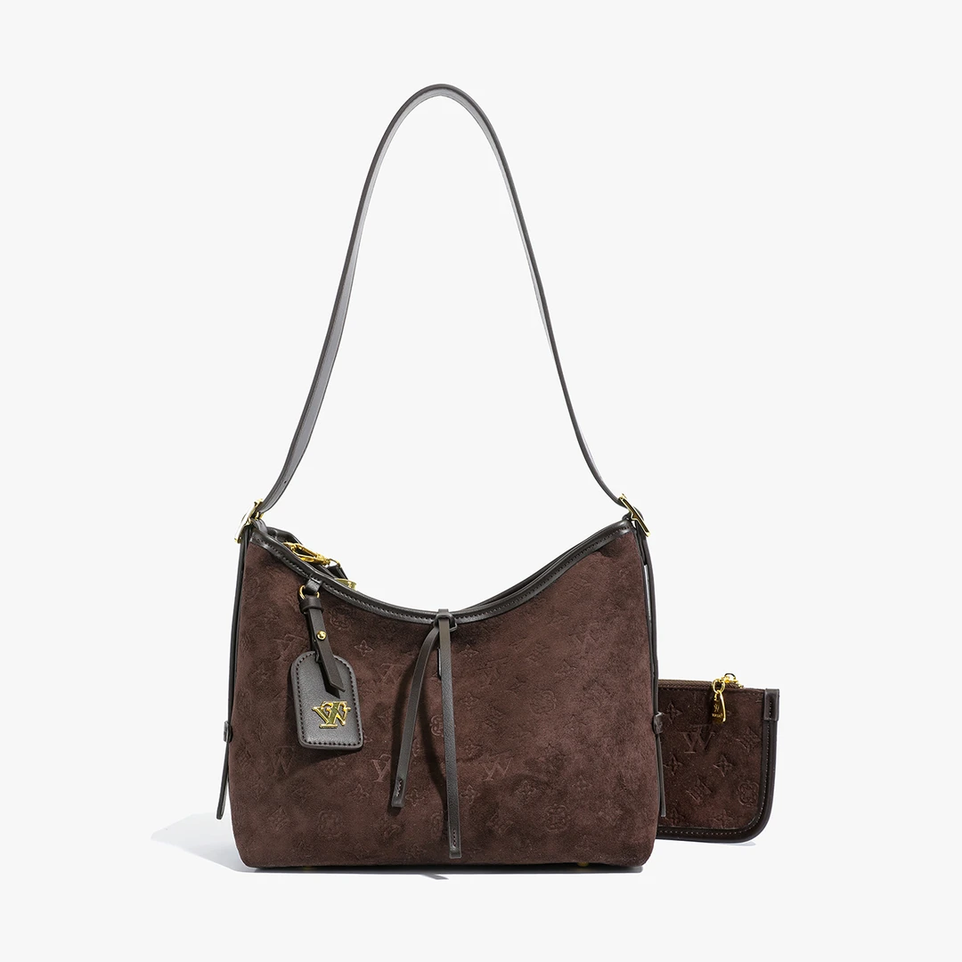 时尚托特包单肩包真皮通勤女包棕色女士通勤秋冬斜挎包