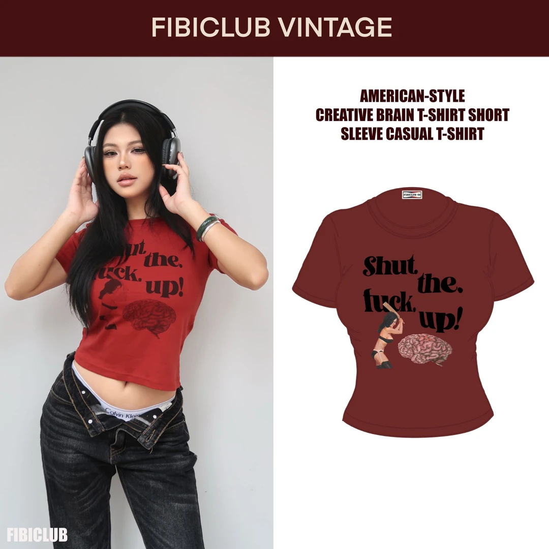 FIBICLUB-【Shut the luck up！】美式创意打脑子短袖T恤【原创设计】