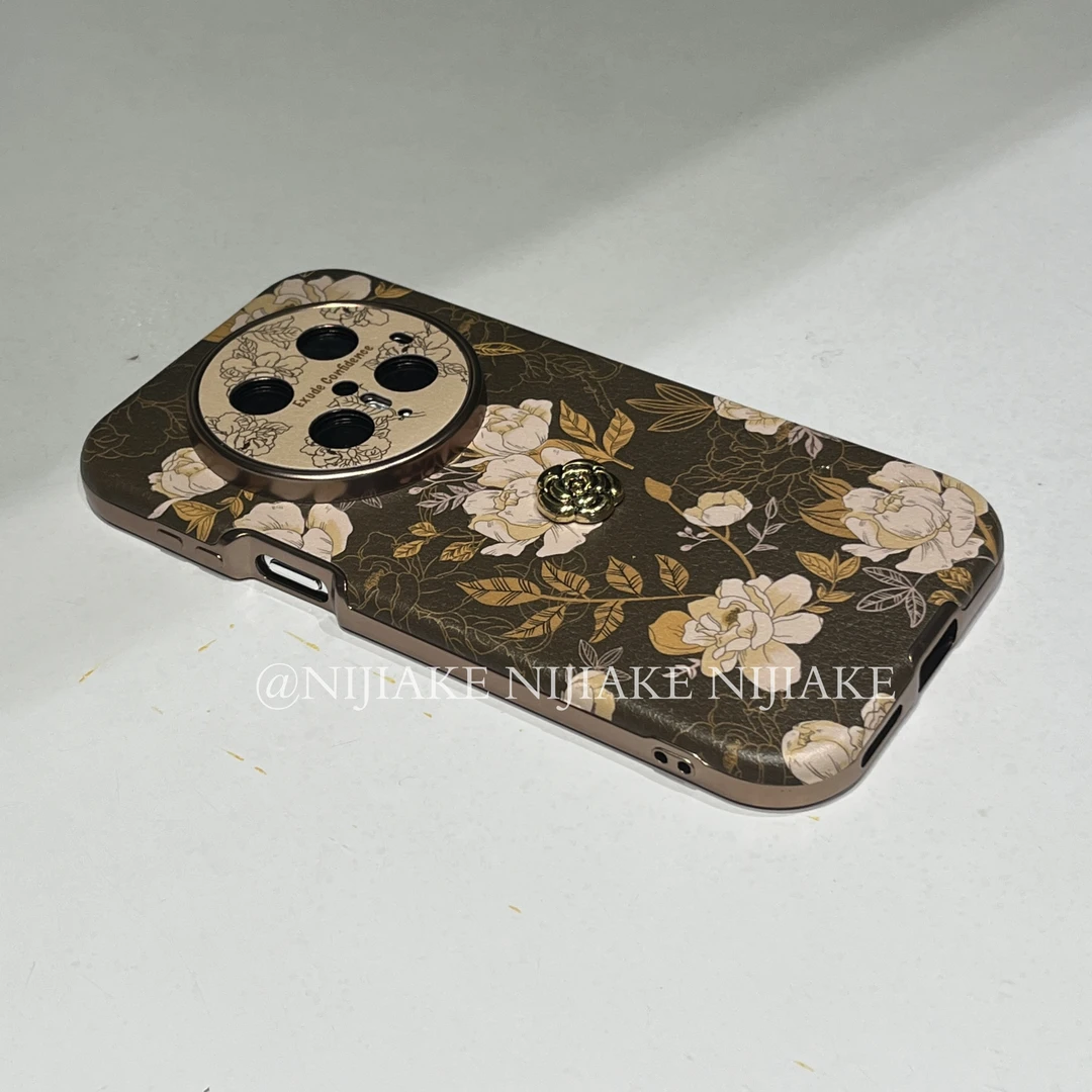 秋冬软皮全包防摔花朵适用华为mate60手机壳mate70pro女p70小众80