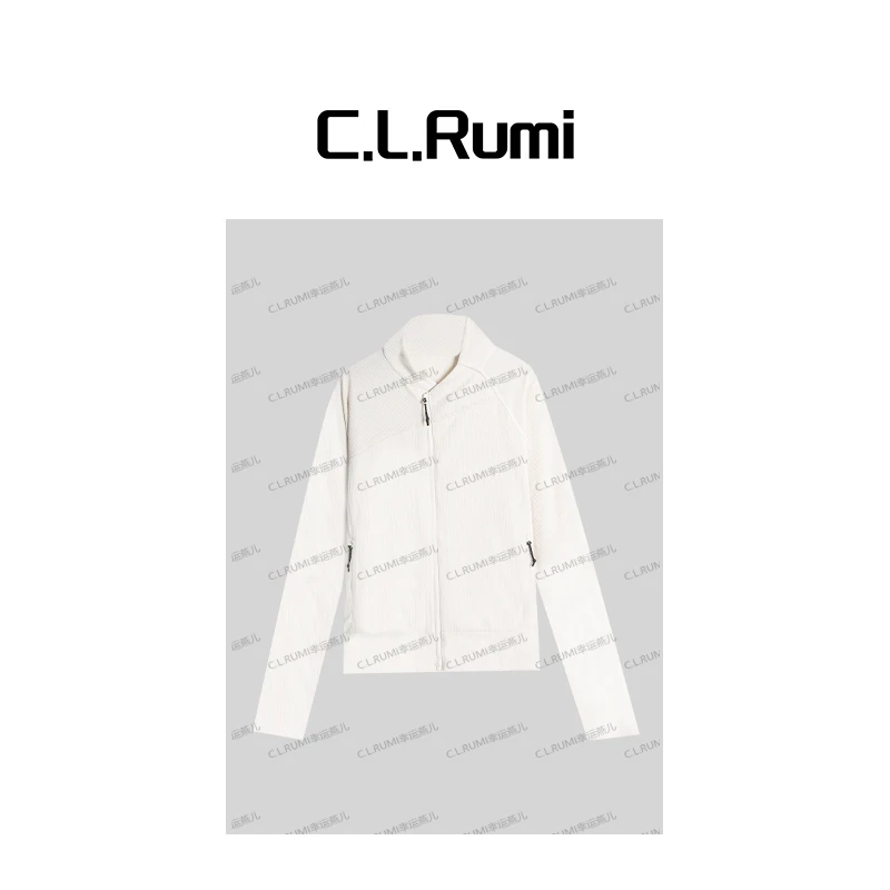 【Rumi时装】”蓄热力”25早秋显白华夫格抓绒立领拉链外套上衣7056wt