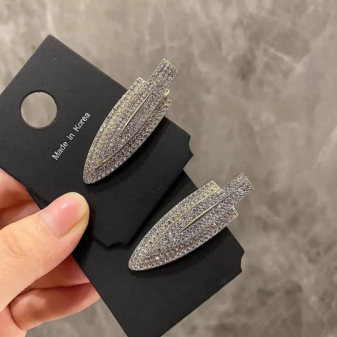 韩国轻奢超闪钻发夹ins小众设计感刘海夹边夹发卡