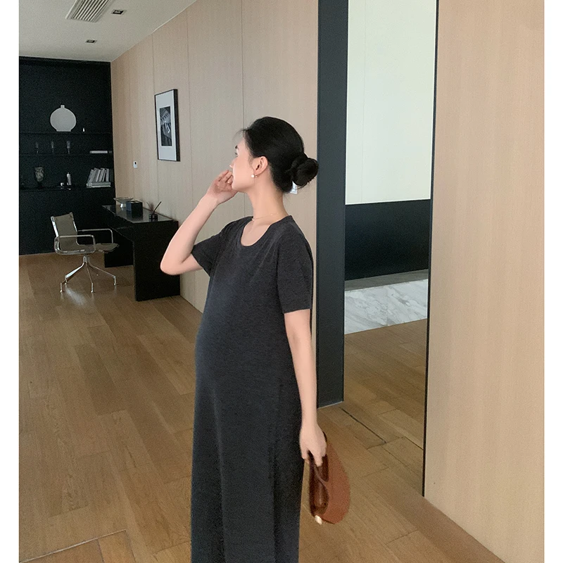 ZMA孕妇装【纯色连衣裙】夏季新款孕妇裙高级感宽松垂感长裙春夏