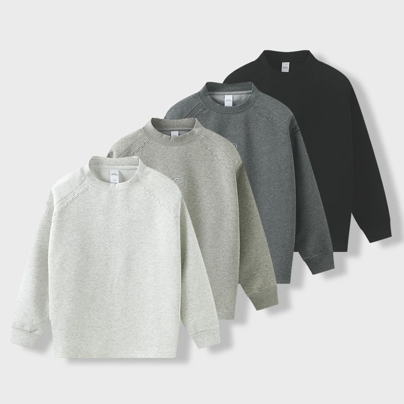 秋冬加厚纯色百搭宽松圆领长袖棉卫衣基础打底89085-1