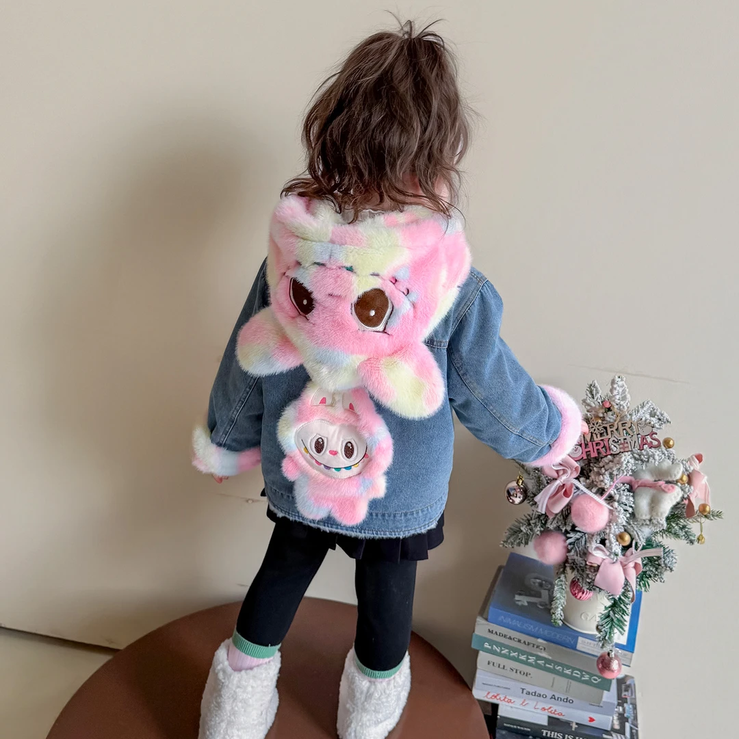 女童牛仔外套2025新款洋气儿童秋冬加绒加厚冬装宝宝保暖毛毛上衣