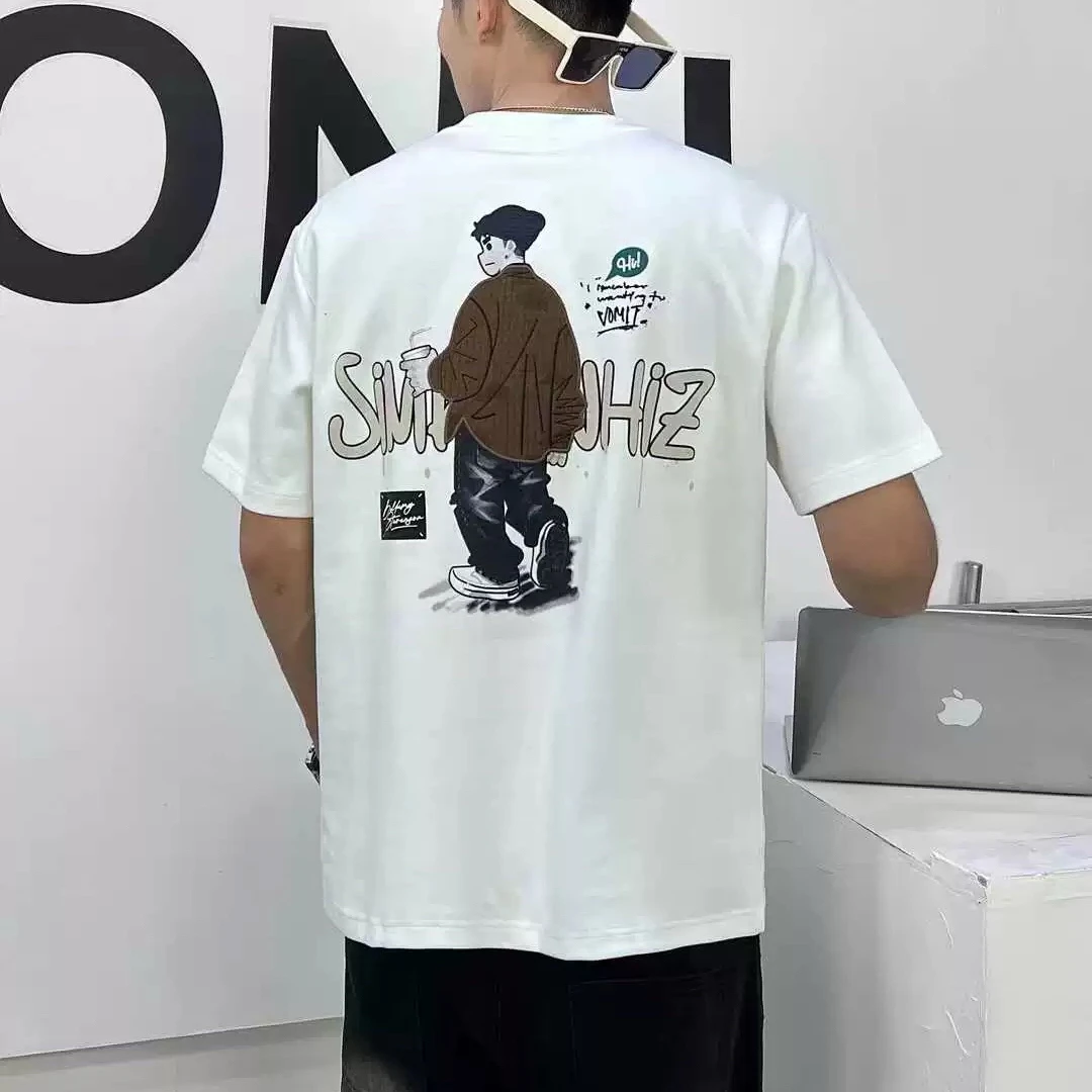 时尚新款短袖t恤男夏季潮流简约半袖上衣港风宽松休闲潮牌体恤衫