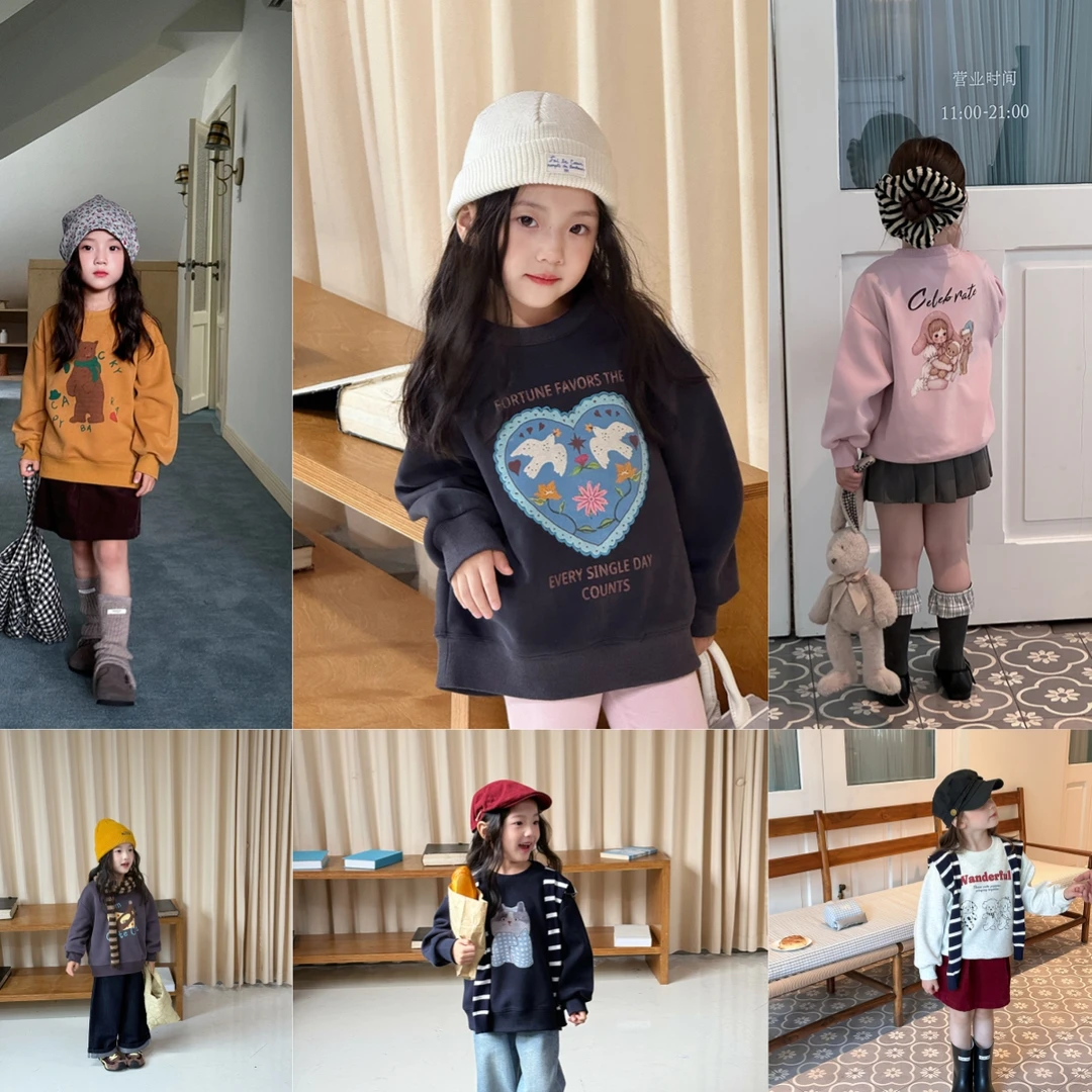 起球包退【70棉30低弹丝】儿童卡通卫衣秋季女童韩版套头衫上衣m