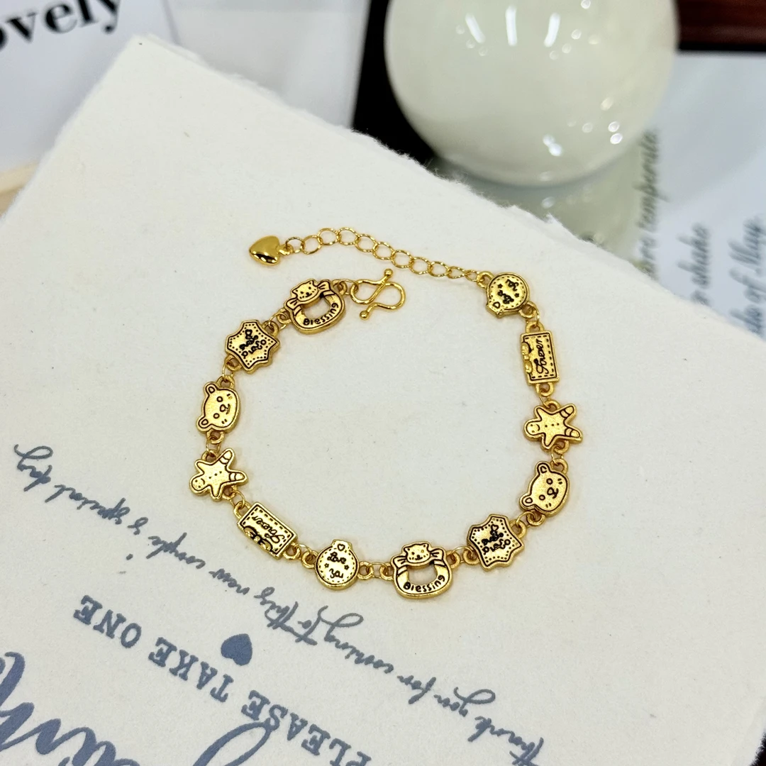 铜合金手链 SL-08金店同款姜饼人小熊可爱小猫咪小众手链