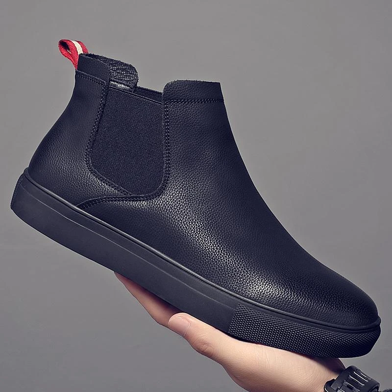 2025新款短靴子男款高端马丁靴加绒保暖秋冬季一脚蹬时尚切尔西靴