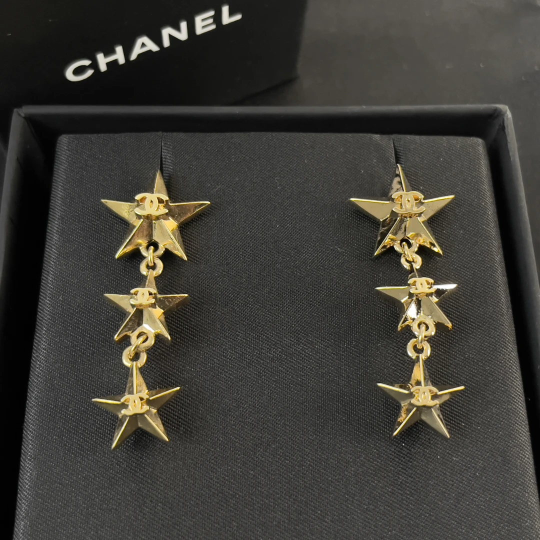 99新 Chanel/香奈儿  黄子韬同款金色五芒星耳环/香奢