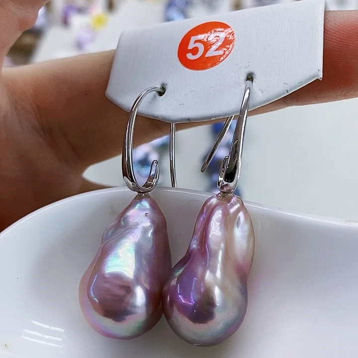 银S925镶嵌耳饰淡水珍珠