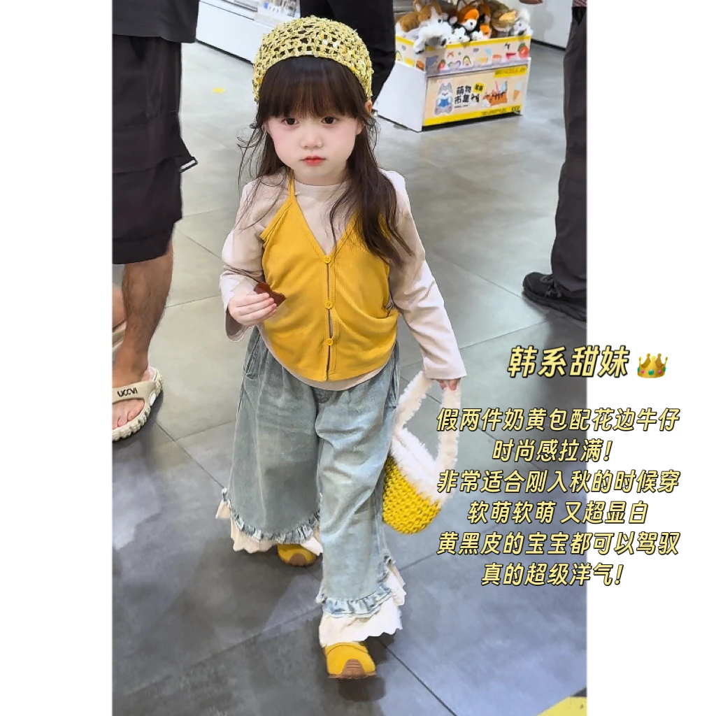 秋季女童套装韩版洋气女宝宝假两件两件套