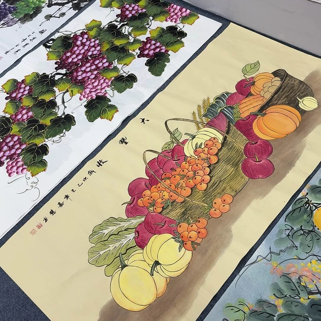 国画四尺尺寸70X140纯手绘作品
