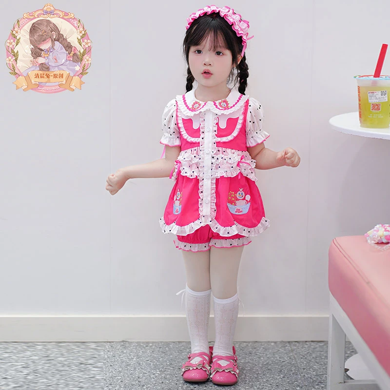 清晨兔原创设计女童雪王两件套装