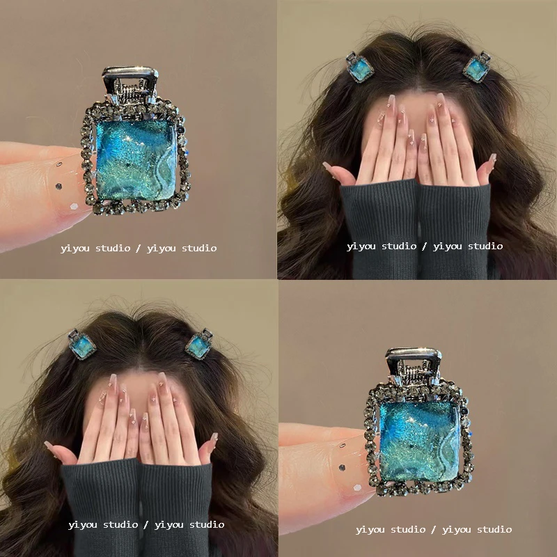 冰川水晶~蓝色精致树脂小号抓夹!气质侧边刘海碎发夹子鲨鱼夹女