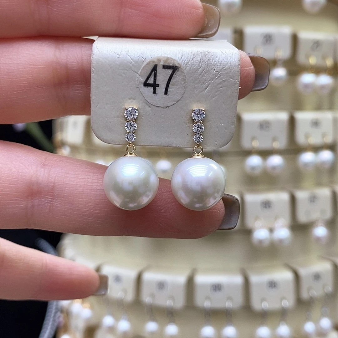 淡水珍珠耳饰18K金镶嵌