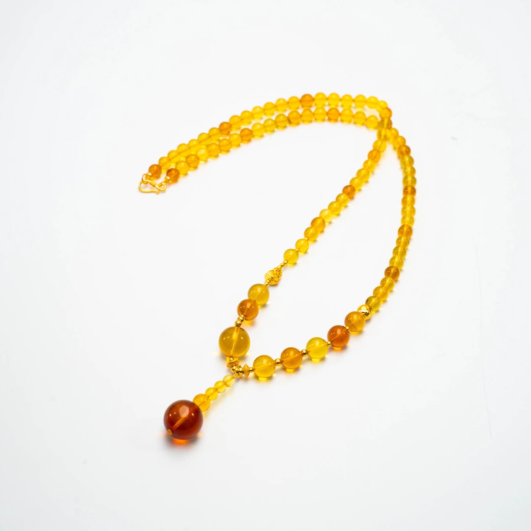 全净水6mm缅甸琥珀茶宝项链SDCB3608（多样性发其一）