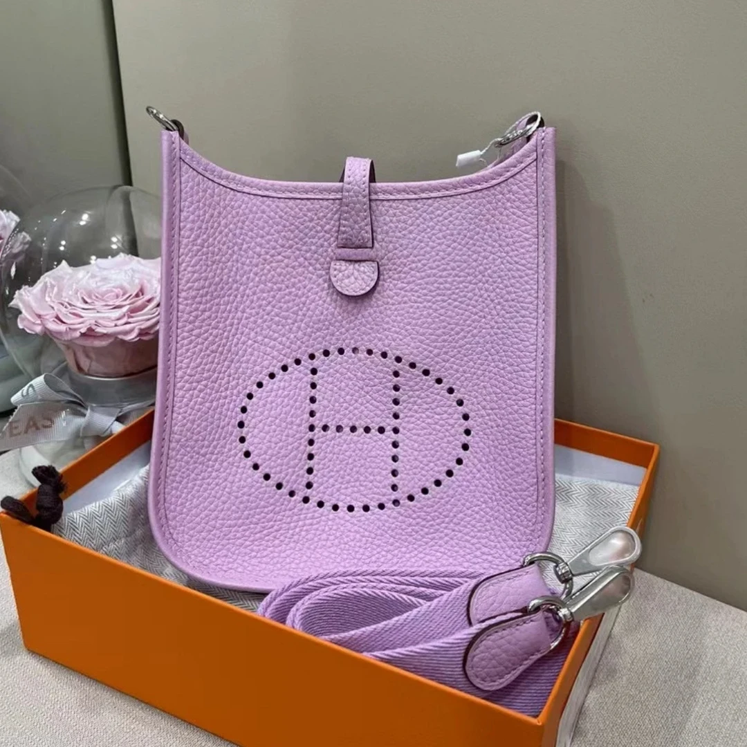 99新 Hermes/爱马仕 HZ爱马仕mini伊芙琳锦葵紫D单肩包
