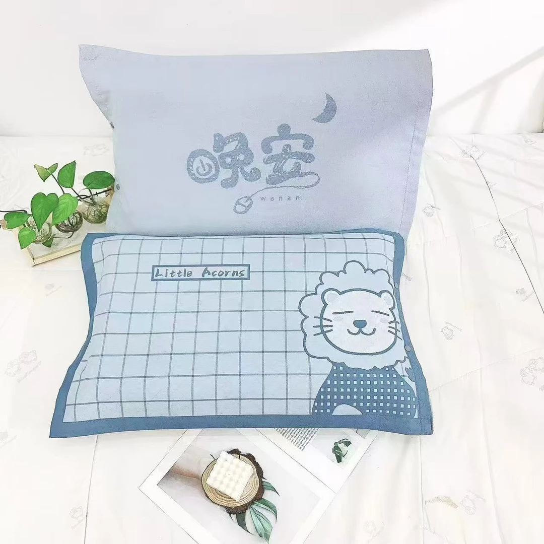 纯棉枕套中号加厚纱布全包按扣枕芯套家用透气吸汗