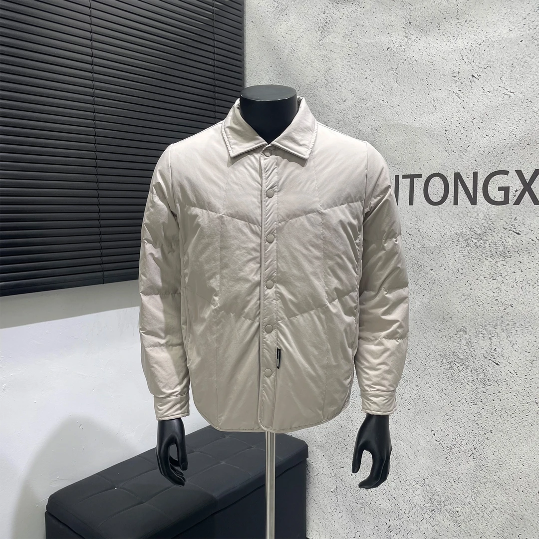 K先生男装店 冬季新款翻领轻薄羽绒服男设计感时尚保暖羽绒外套潮