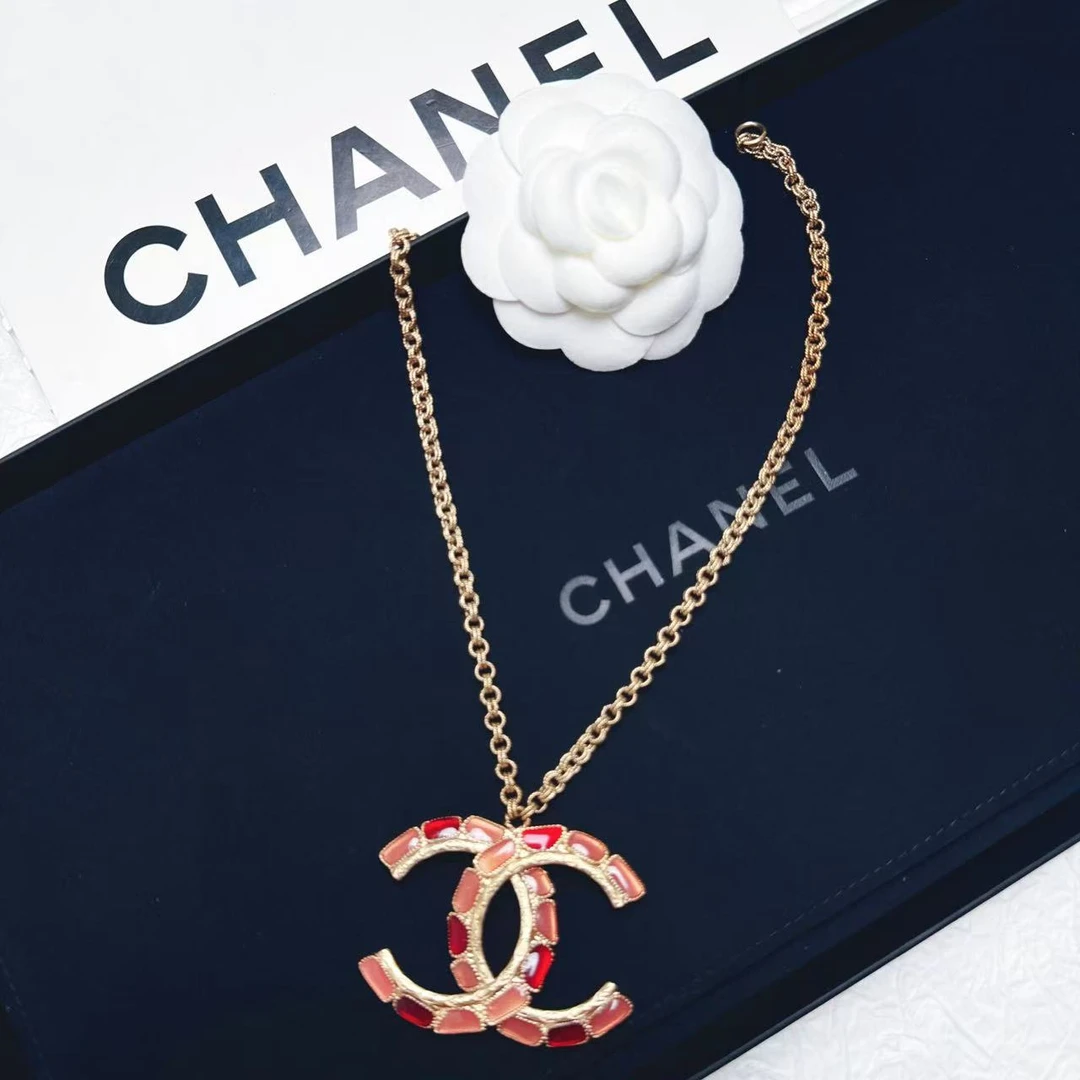 95新 Chanel/香奈儿 柚礼中古/香奈儿粉色双C项链LZ502080