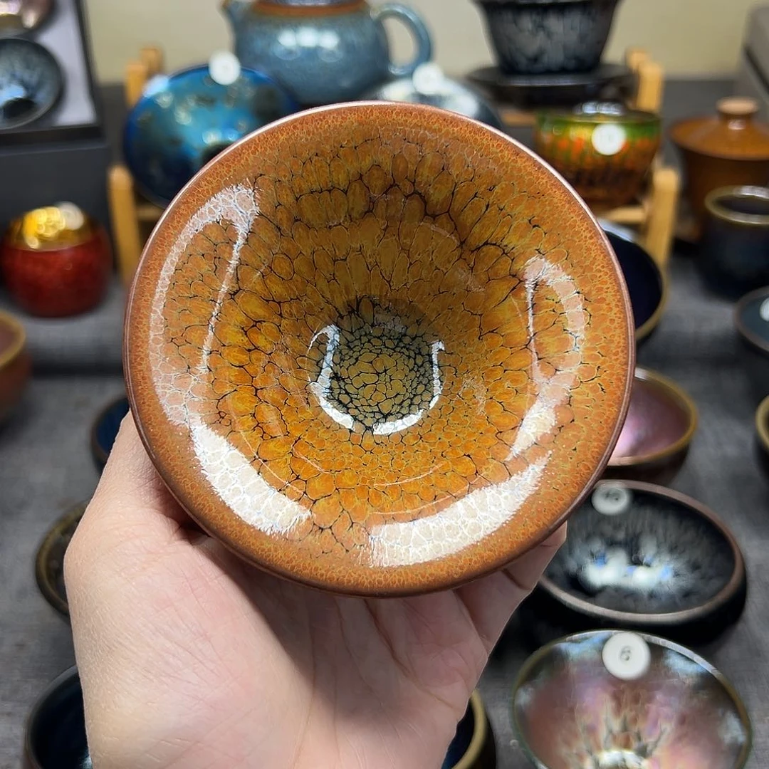 茶盏黄色鹧鸪手工