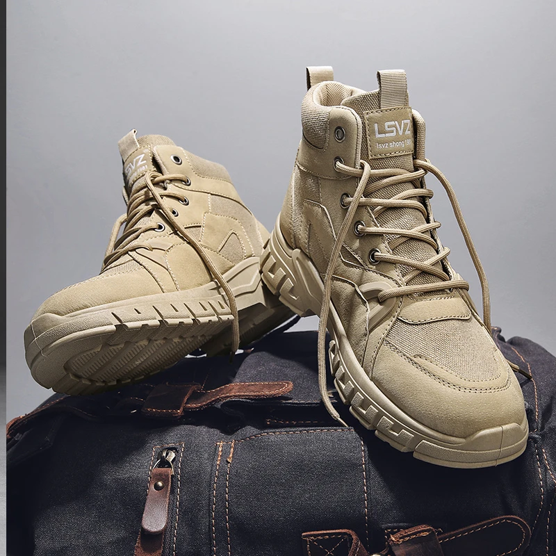 马丁靴男款2025新款秋季高帮帆布工装靴户外防滑耐磨休闲劳保靴子