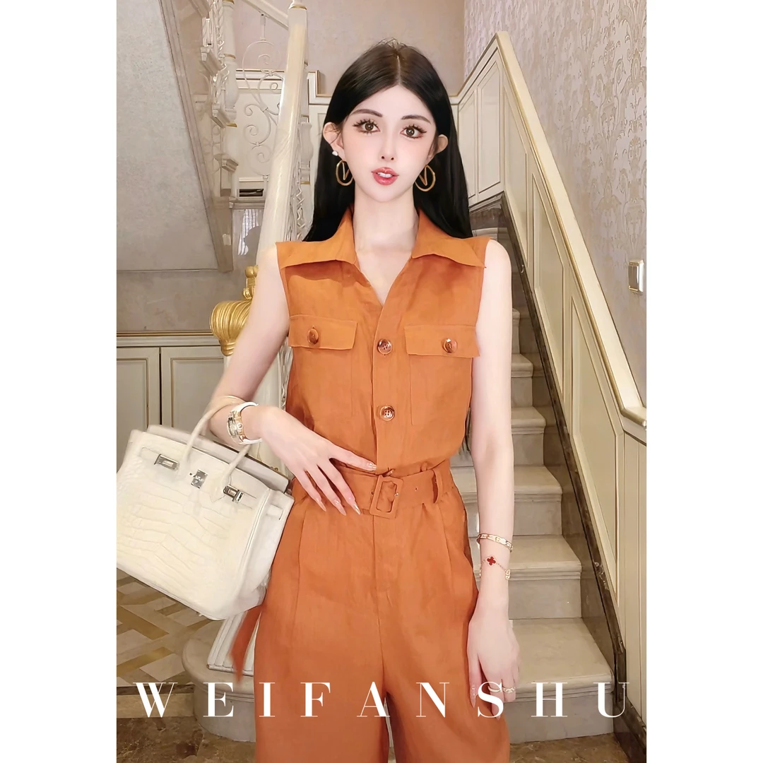 WEIFANSHU/魏凡舒【爱在旅途】春夏新款设计感简约干练无袖连体裤