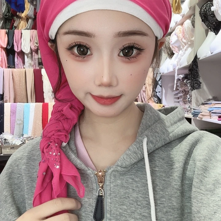 火龙果色纯色方巾送夹子
