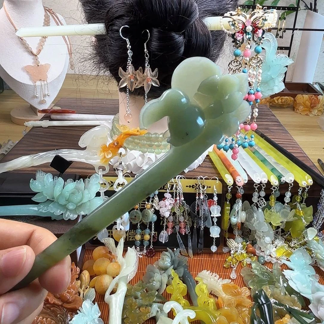 蛇纹石玉合金发饰