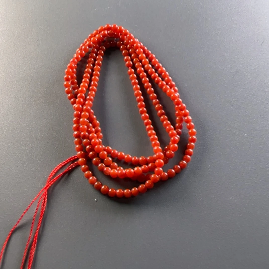 南红玛瑙天然原矿杨柳三眼井柿子红小米珠多圈卡3未镶嵌
