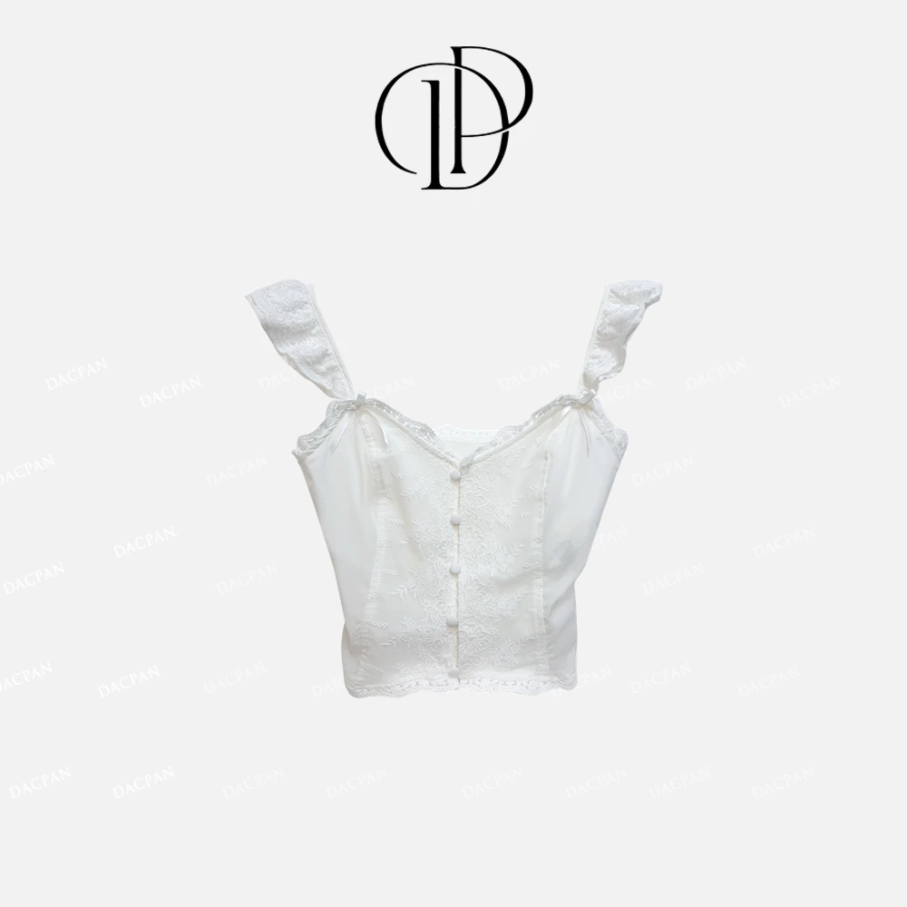 DACPAN-“小天使”网纱蕾丝方领无袖上衣 2025/盼·PP 151