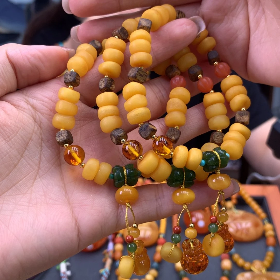 未镶嵌蜜蜡手串多样性发一