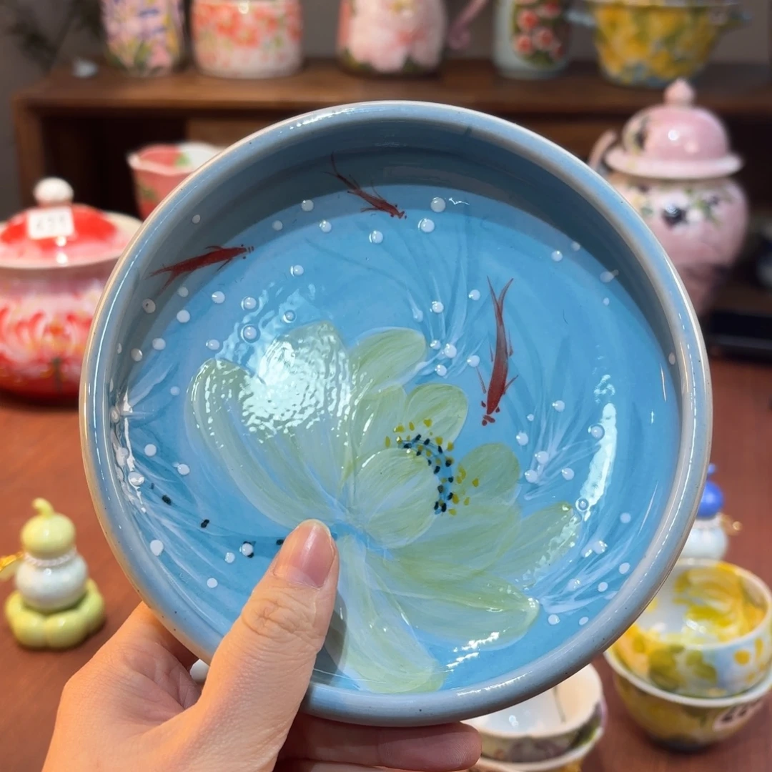 瓷片 景德镇手绘高温釉下彩陶瓷茶具