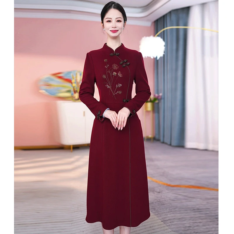 JG-24D202CX 新款2024年冬季时尚气质优雅显瘦复古连衣裙 M-4XL