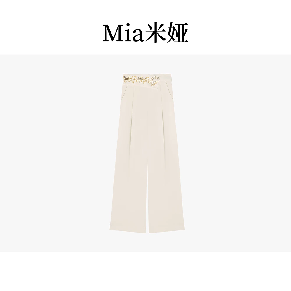 米娅 夏季新款设计感时尚百搭女士直筒裤高腰西装阔腿长裤 DY4902