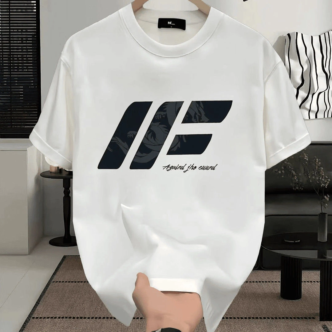 雅鹿重磅纯棉品质圆领短袖夏季宽松百搭休闲男女同款上衣T恤