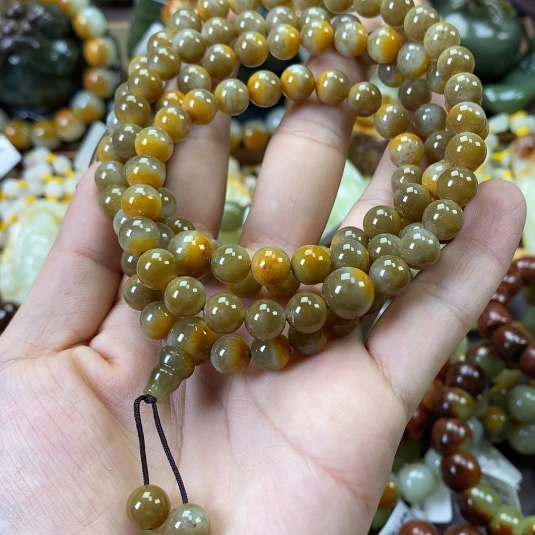 未镶嵌手串透闪石质玉安****机108粒