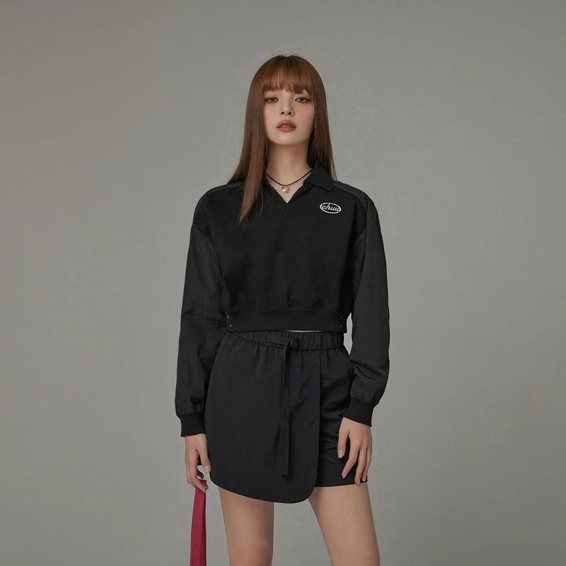 LD002【马琦尧专属】CHUU春季女装翻领百搭显瘦长袖设计休闲卫衣-Y