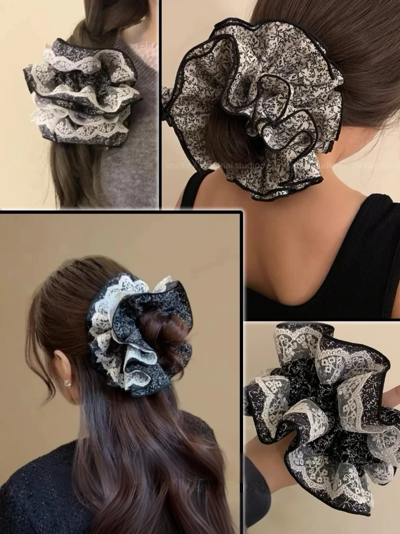 A001-200编号大肠韩系发圈头花爆款洋气韩系网纱缎面春夏新款饰品
