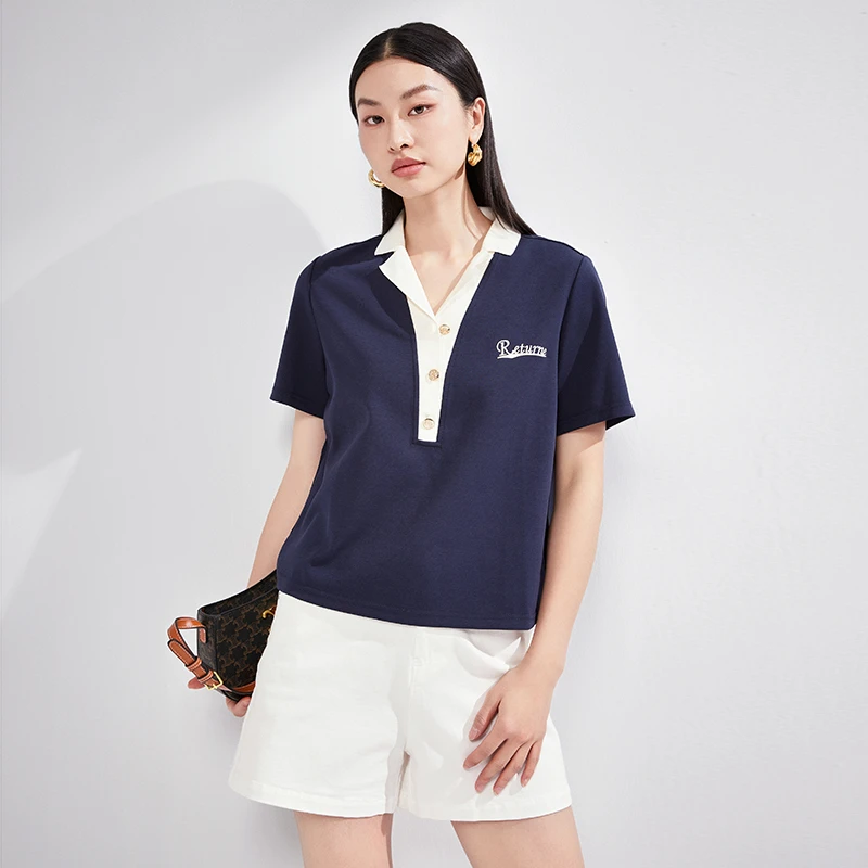 【小余专属】MOFAN摩凡夏新款藏青T恤