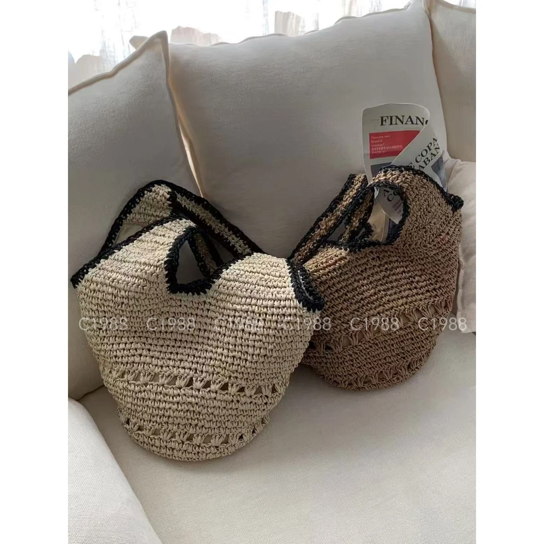 小众草编托特包包女2025新款大容量手提单肩包森系手工编织沙滩包